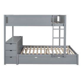 Full-Over-Full Bunk Bed With Twin Size Trundle, Storage And Desk