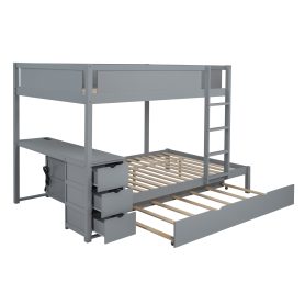 Full-Over-Full Bunk Bed With Twin Size Trundle, Storage And Desk