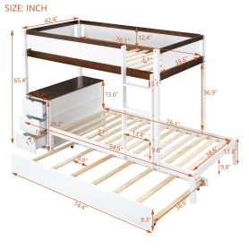 Twin-Over-Twin Bunk Bed with Twin size Trundle, Storage and Desk