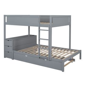 Full-Over-Full Bunk Bed With Twin Size Trundle, Storage And Desk