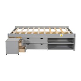 Versatile Full Daybed with Trundle,Under bed Storage Box and Nightstand