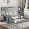 Full-Over-Full Bunk Bed With Twin Size Trundle, Storage And Desk