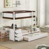 Twin-Over-Twin Bunk Bed with Twin size Trundle, Storage and Desk