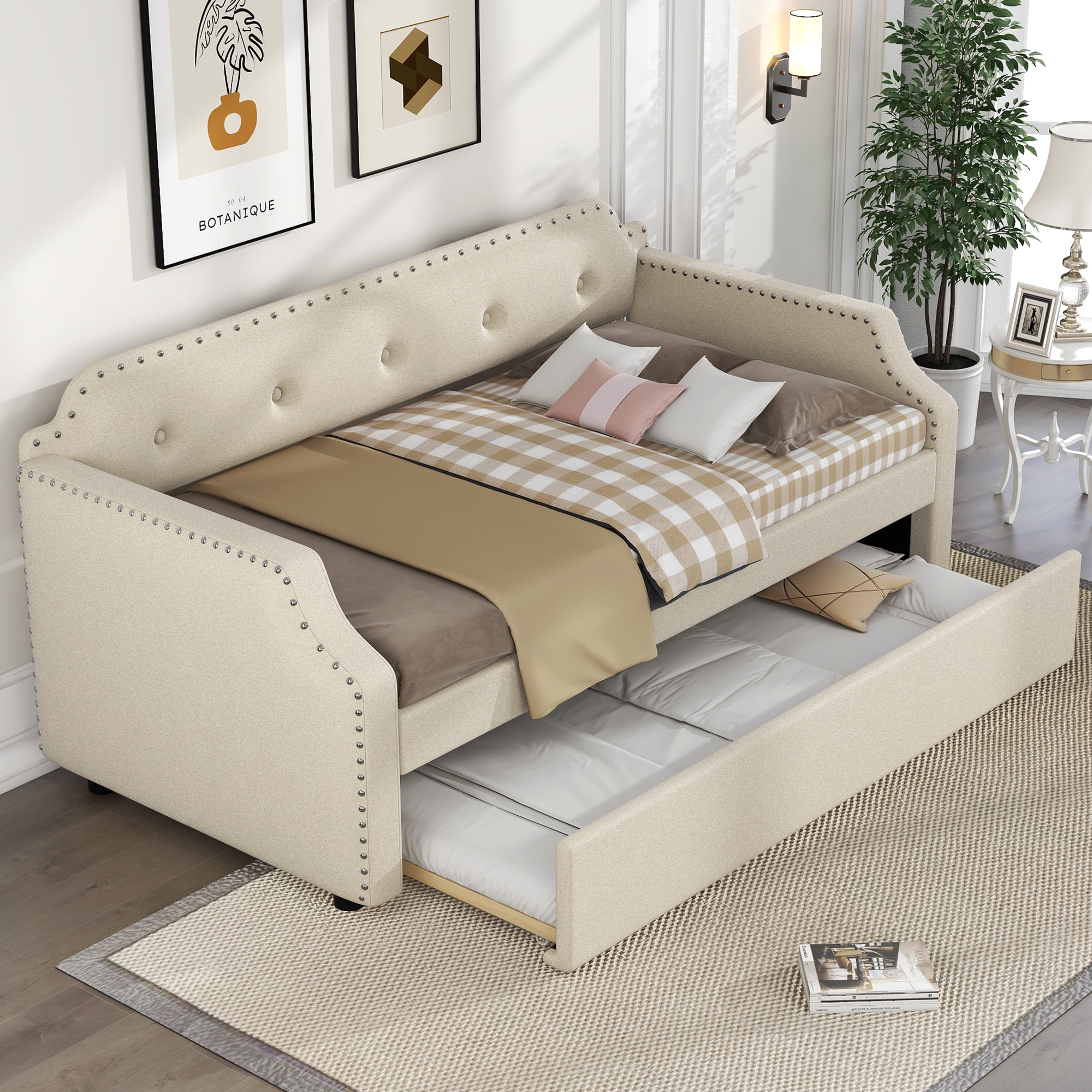 Twin Upholstered Daybed With Trundle