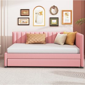 Upholstered Daybed with Trundle, Twin Size