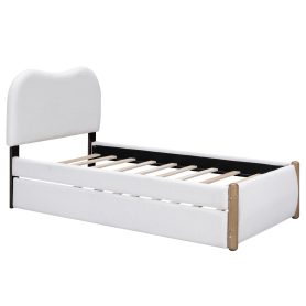 Twin Size Upholstered Platform Bed With Wood Supporting Feet And Twin Size Trundle 25 Twin Size Upholstered Platform Bed With Wood Supporting Feet And Twin Size Trundle