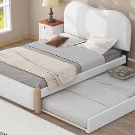 Twin Size Upholstered Platform Bed With Wood Supporting Feet And Twin Size Trundle 18 Twin Size Upholstered Platform Bed With Wood Supporting Feet And Twin Size Trundle