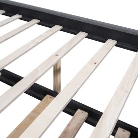 Full Size Upholstered Platform Bed with Wood Supporting Feet and Twin Size Trundle