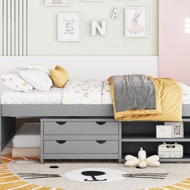 Versatile Full Daybed with Trundle,Under bed Storage Box and Nightstand