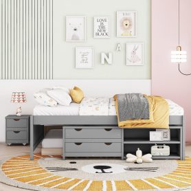 Versatile Full Daybed with Trundle,Under bed Storage Box and Nightstand