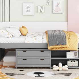 Versatile Full Daybed with Trundle,Under bed Storage Box and Nightstand