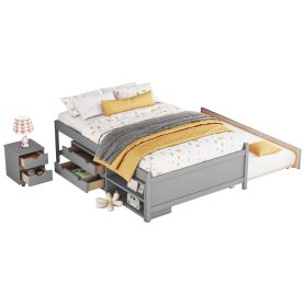 Versatile Full Daybed with Trundle,Under bed Storage Box and Nightstand