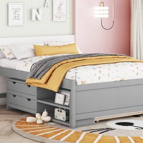 Versatile Full Daybed with Trundle,Under bed Storage Box and Nightstand