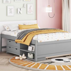 Versatile Full Daybed with Trundle,Under bed Storage Box and Nightstand
