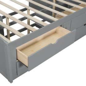 Full Size Wood Daybed with 2 Bedside Cabinets, Upper Shelves and 4 Drawers