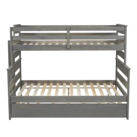 Wood Twin Over Full Bunk Bed With Twin Size Trundle