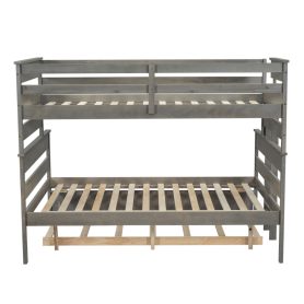 Wood Twin Over Full Bunk Bed With Twin Size Trundle