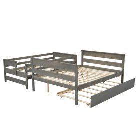 Wood Twin Over Full Bunk Bed With Twin Size Trundle