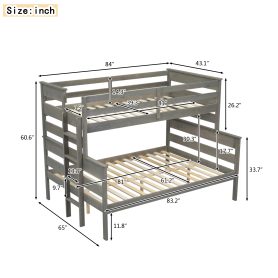 Wood Twin XL over Queen Bunk Bed with Ladder