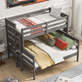 Wood Twin XL over Queen Bunk Bed with Ladder