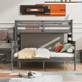 Wood Twin XL over Queen Bunk Bed with Ladder