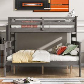 Wood Twin XL over Queen Bunk Bed with Ladder