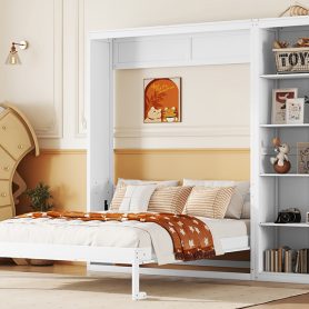 Full Size Murphy Bed Wall Bed with Shelves