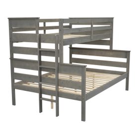 Wood Twin XL over Queen Bunk Bed with Ladder