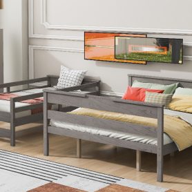 Wood Twin XL over Queen Bunk Bed with Ladder