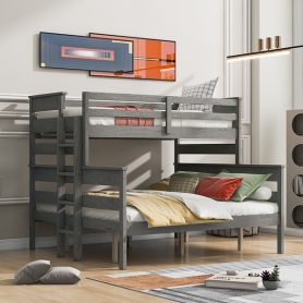 Wood Twin XL over Queen Bunk Bed with Ladder