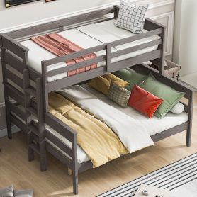 Wood Twin XL over Queen Bunk Bed with Ladder