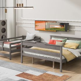 Wood Twin XL over Queen Bunk Bed with Ladder