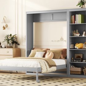Queen Size Wall Bed Murphy Bed With Shelves