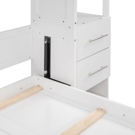 Full Size Murphy Bed Wall Bed with Shelves, Drawers and LED Lights