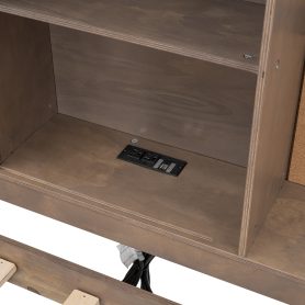 Twin Size Lounge Daybed with Storage Shelves, Cork Board, USB Ports and 3 Drawers