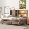 Twin Size Lounge Daybed with Storage Shelves, Cork Board, USB Ports and 3 Drawers