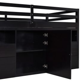 Twin Size Loft Bed With 4 Drawers, Underneath Cabinet And Shelves