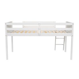 Twin Size Wood Low Loft Bed With Ladder, Ladder Can Be Placed On The Left Or Right