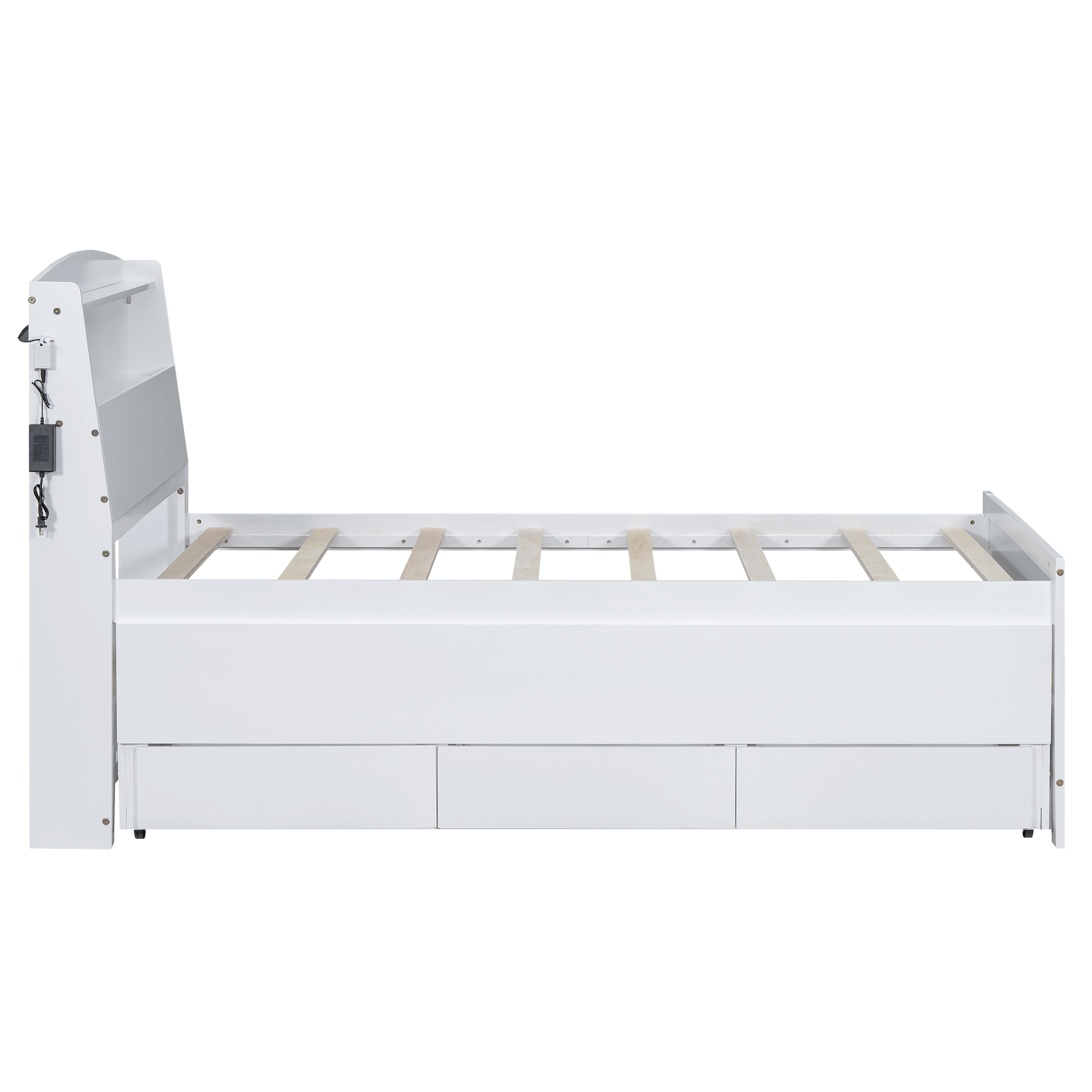 Twin Size Platform Bed with Storage LED Headboard, Twin Size Trundle and 3 Drawers 21 Twin Size Platform Bed with Storage LED Headboard, Twin Size Trundle and 3 Drawers