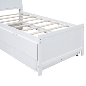 Twin Size Platform Bed with Storage LED Headboard, Twin Size Trundle and 3 Drawers 30 Twin Size Platform Bed with Storage LED Headboard, Twin Size Trundle and 3 Drawers