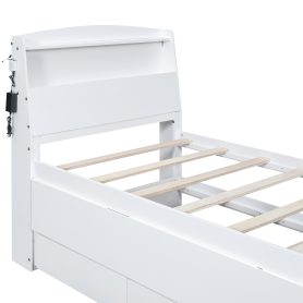 Twin Size Platform Bed with Storage LED Headboard, Twin Size Trundle and 3 Drawers 41 Twin Size Platform Bed with Storage LED Headboard, Twin Size Trundle and 3 Drawers