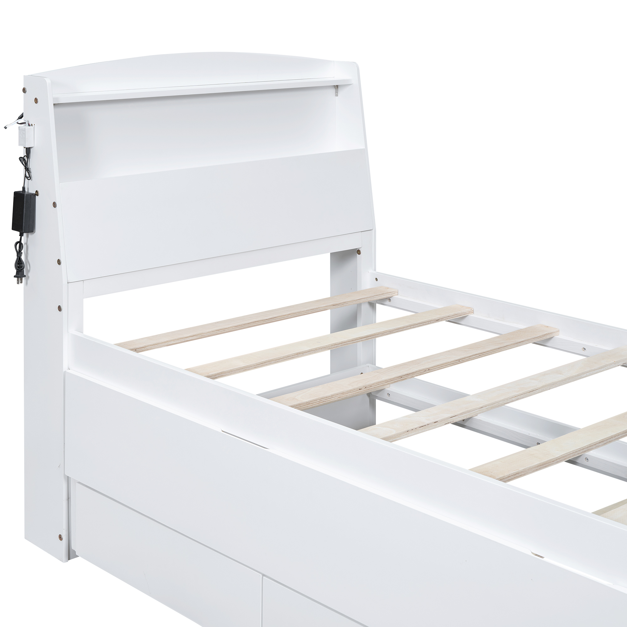 Twin Size Platform Bed with Storage LED Headboard, Twin Size Trundle and 3 Drawers 22 Twin Size Platform Bed with Storage LED Headboard, Twin Size Trundle and 3 Drawers