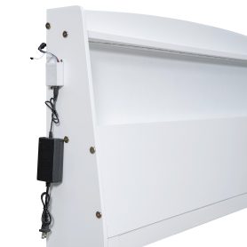 Full Size Platform Bed with Storage LED Headboard, Twin Size Trundle and 3 Drawers 30 Full Size Platform Bed with Storage LED Headboard, Twin Size Trundle and 3 Drawers