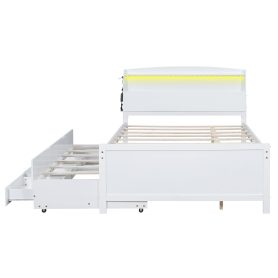 Full Size Platform Bed with Storage LED Headboard, Twin Size Trundle and 3 Drawers 31 Full Size Platform Bed with Storage LED Headboard, Twin Size Trundle and 3 Drawers