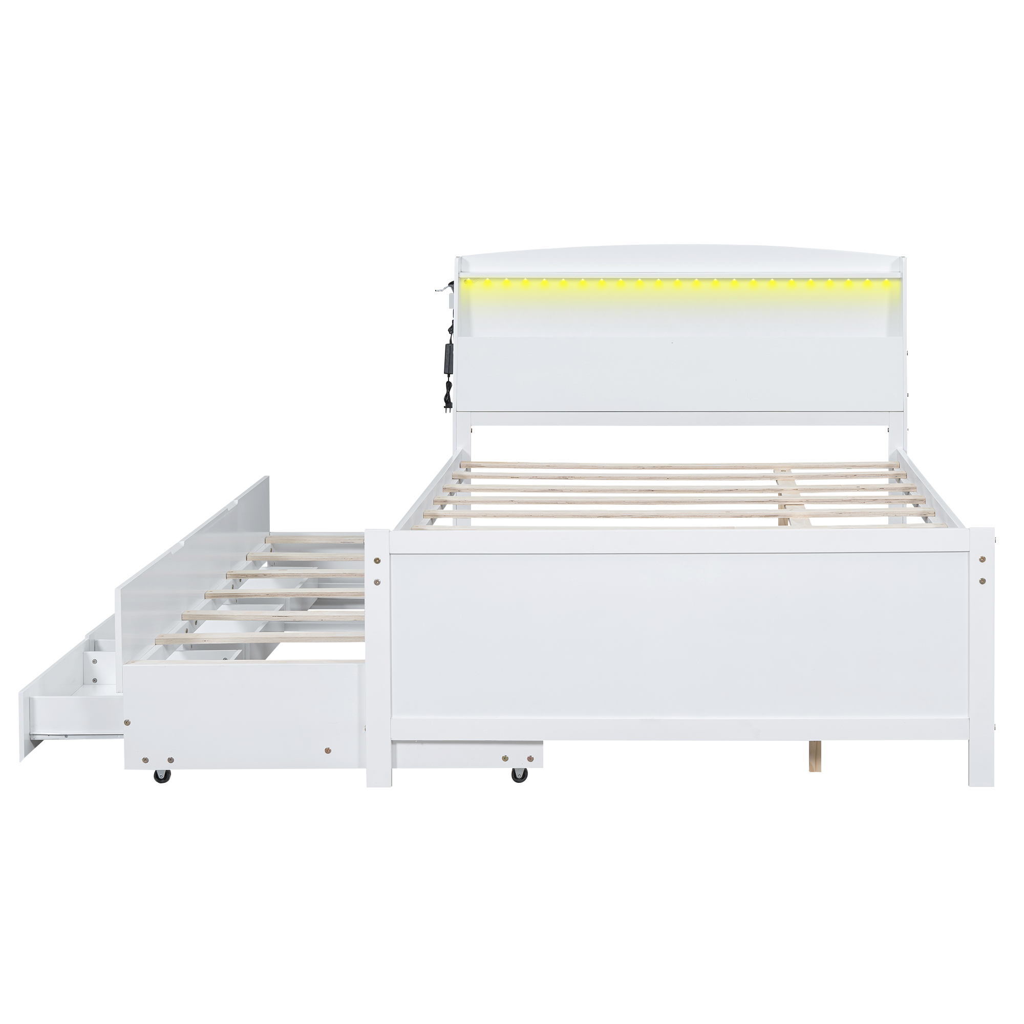 Full Size Platform Bed with Storage LED Headboard, Twin Size Trundle and 3 Drawers 12 Full Size Platform Bed with Storage LED Headboard, Twin Size Trundle and 3 Drawers