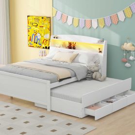 Full Size Platform Bed with Storage LED Headboard, Twin Size Trundle and 3 Drawers 26 Full Size Platform Bed with Storage LED Headboard, Twin Size Trundle and 3 Drawers