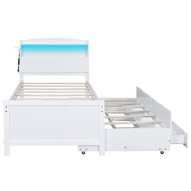 Twin Size Platform Bed with Storage LED Headboard, Twin Size Trundle and 3 Drawers 39 Twin Size Platform Bed with Storage LED Headboard, Twin Size Trundle and 3 Drawers