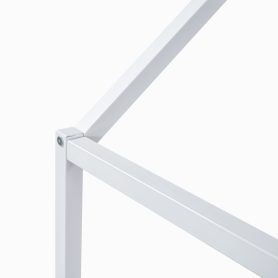 Twin Size Metal House Bed with Fence and Door