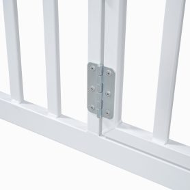 Twin Size Metal House Bed with Fence and Door