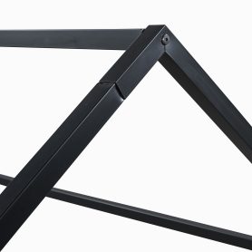 Full Size Metal House Bed With Fence And Door